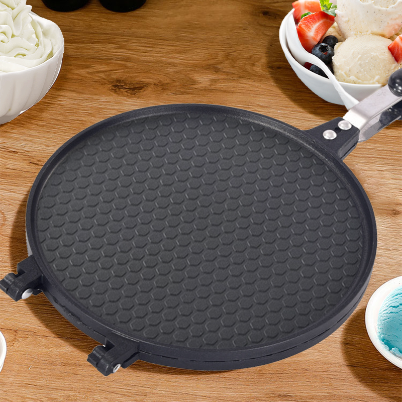 🔥 Antiaanbakpan voor twee doeleinden – Perfect voor pannenkoeken, biefstukken en wafelkegels! 🥞🥩🍦