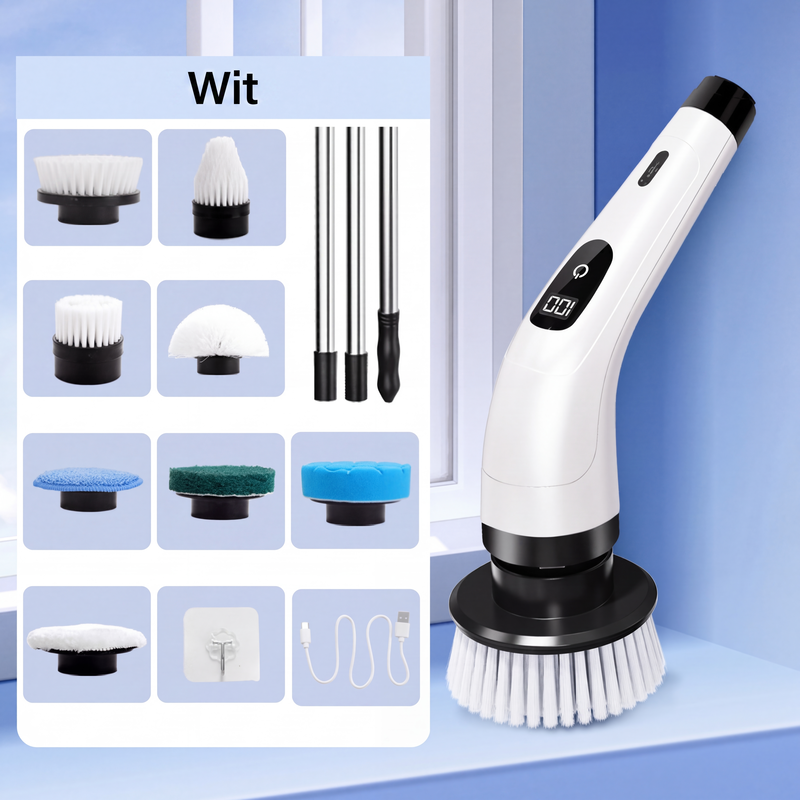 🧹 50% korting! Oplaadbare reinigingsborstel – telescoopsteel, 8 opzetstukken & geen gebuk. Maak moeiteloos schoon – overal in huis! ⚡✨