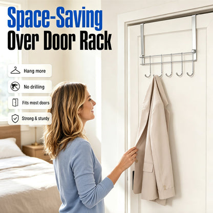 🚪 50% korting! Deur opbergrek – 5 haken, geen boren, past op elke kastdeur. Houd handdoeken & keukengerei netjes binnen handbereik! ✨🧺