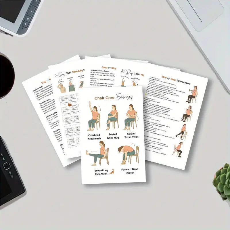 🧘 2+1 GRATIS – Spiraalnotitieboekje voor Stoelyoga & Beweging | Rustige Oefeningen voor Thuis | Blijf Actief op Eigen Tempo