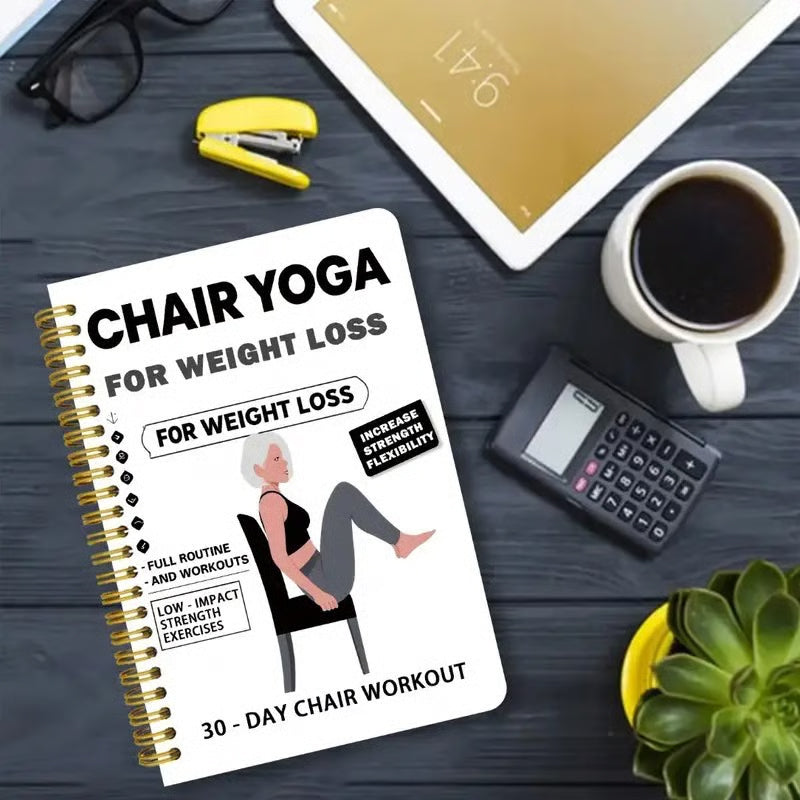 🧘 2+1 GRATIS – Spiraalnotitieboekje voor Stoelyoga & Beweging | Rustige Oefeningen voor Thuis | Blijf Actief op Eigen Tempo