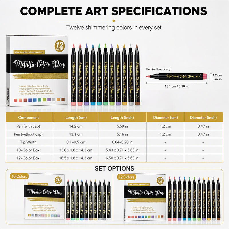 🎨 Metallic Body Paint Markers | Festival Set