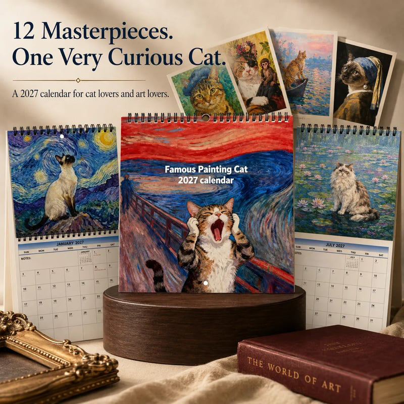 🐱 50% korting! 2027 katten meme kalender – 12 maanden vol humor, 24 posters & scheurbaar. Perfect voor kattenliefhebbers & cadeau! 🎁✨