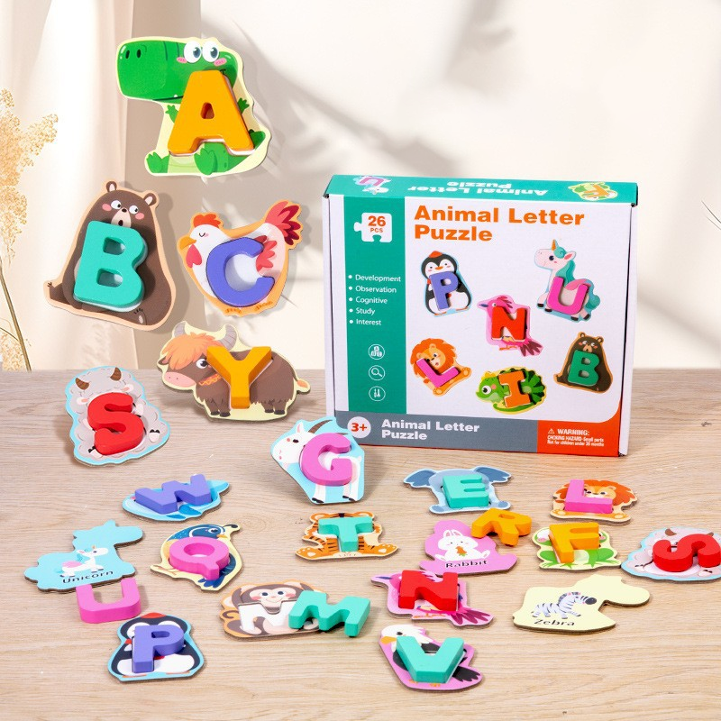 🧩 50% korting! 26-delige houten letter- & dierenmatchset – bevordert fijne motoriek, kindveilig & kleurrijke illustraties. Leren wordt een avontuur! ✨🔤