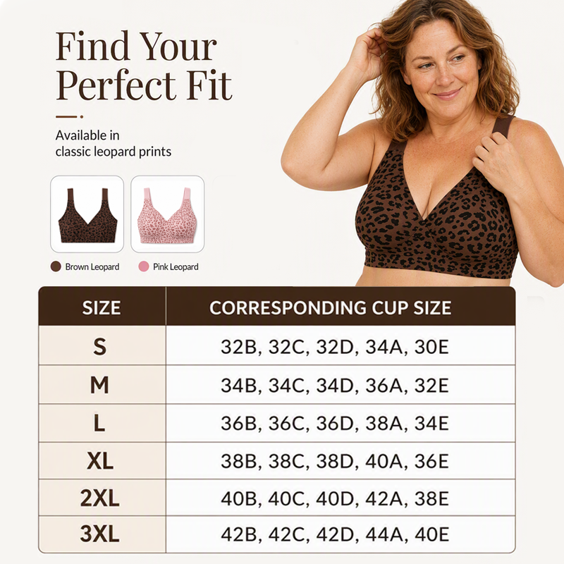 ⚡Last Day Sale - 60% OFF💕Women's Leopard Print Wireless Push-Up Bra