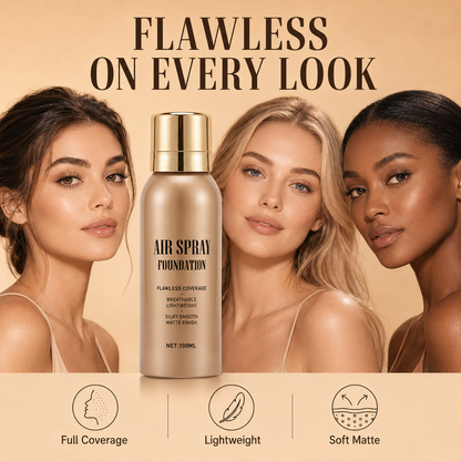 ✨ 50% korting! Foundation spray – volledige dekking, water- & zweetbestendig, lichte formule & matte finish. Natuurlijke look – de hele dag! 💖🛡️