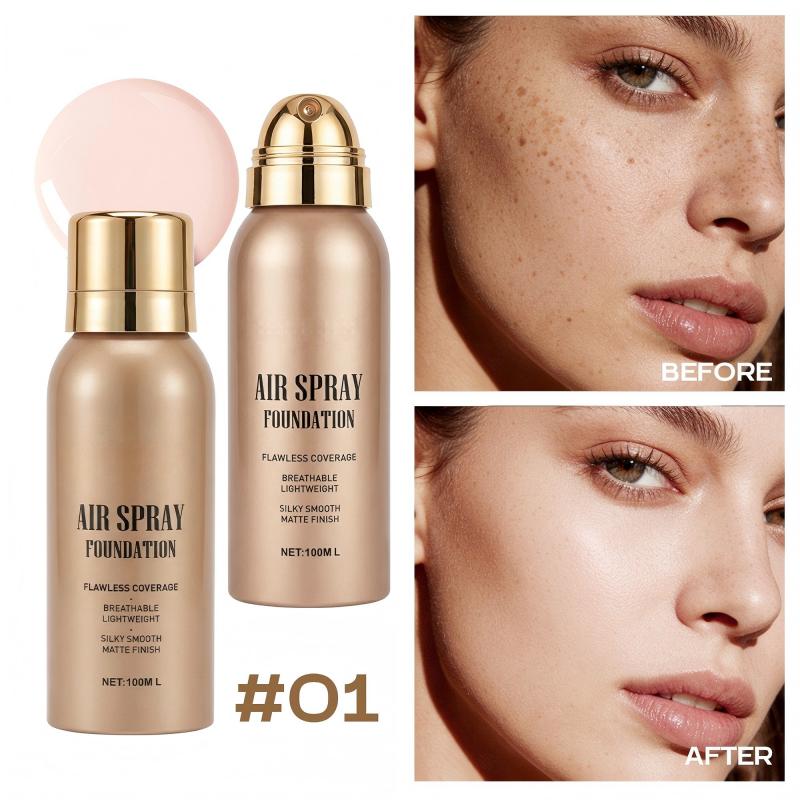 ✨ 50% korting! Foundation spray – volledige dekking, water- & zweetbestendig, lichte formule & matte finish. Natuurlijke look – de hele dag! 💖🛡️