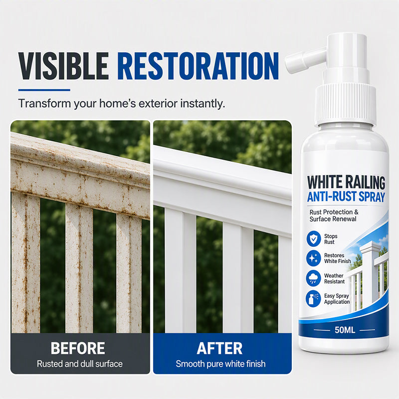 🛡️  50% korting! Witte herstelspray – voor metalen leuningen, poorten & meubels. Dekt roestsporen & gebruikssporen – frisse uitstraling in 1x! 🎯✨