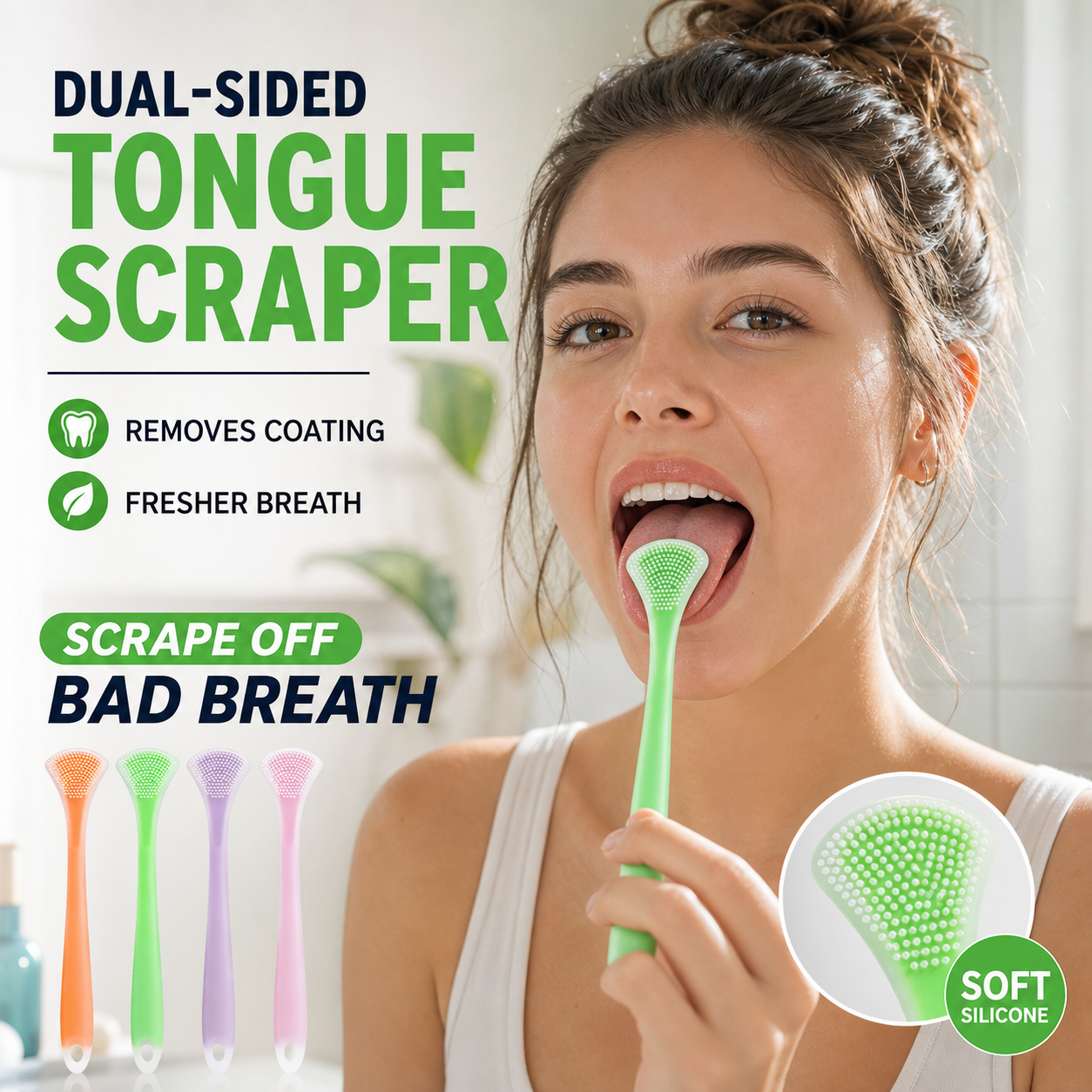👅 50% korting! 3-in-1 tongreiniger – borstelt, schraapt & masseert. Siliconen van voedselkwaliteit, ergonomisch & draagbaar – frisse adem elke dag! ✨🦷