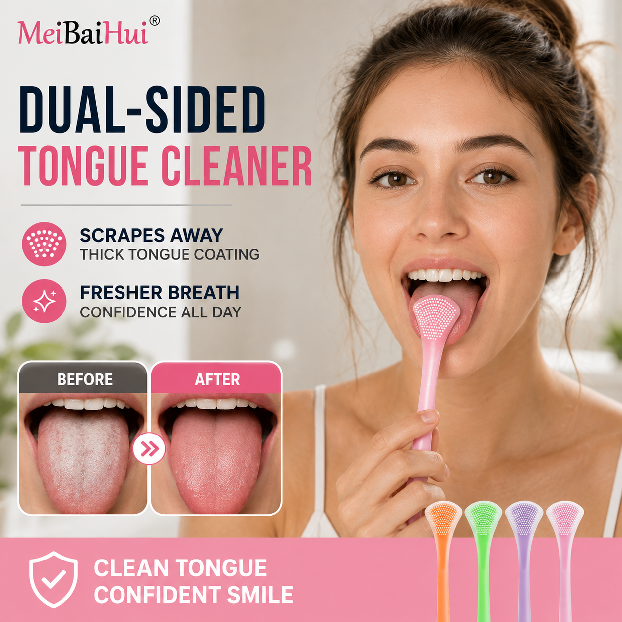 👅 50% korting! 3-in-1 tongreiniger – borstelt, schraapt & masseert. Siliconen van voedselkwaliteit, ergonomisch & draagbaar – frisse adem elke dag! ✨🦷