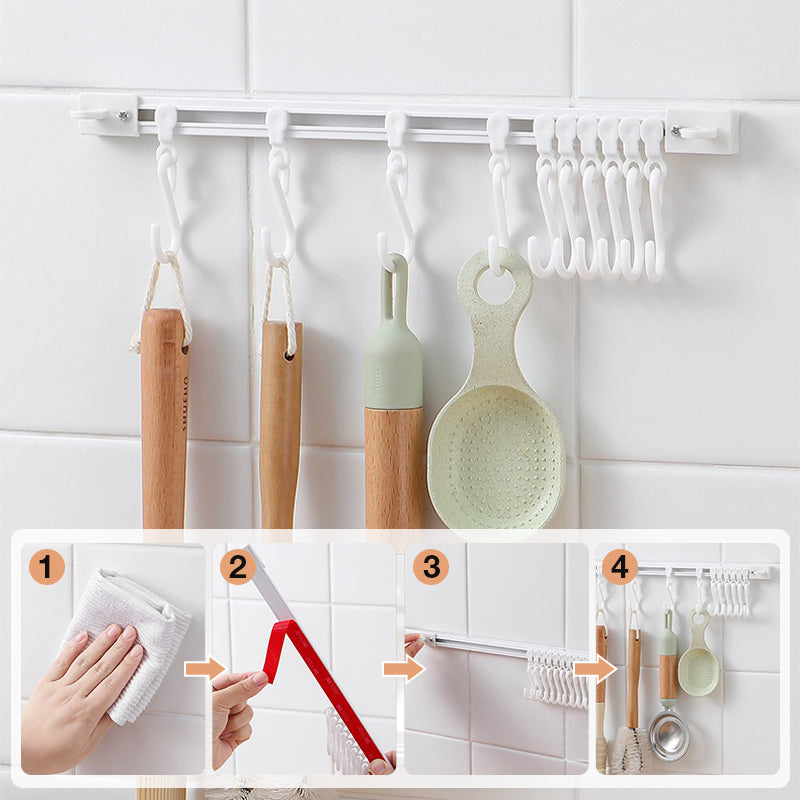 🍳 50% korting! Zelfklevende keukenrail maet 10 schuifhaken – ruimtebesparend, zonder boren & stevig. Houd uw keuken georganiseerd! ✨🔧