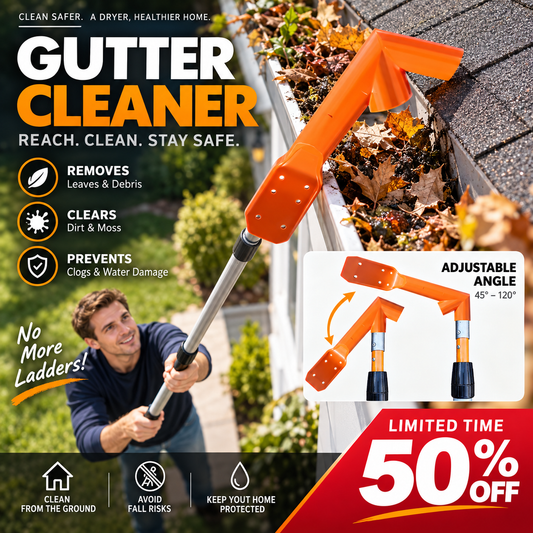 🏠 50% korting! Dakgootreiniger vanaf de grond – verwijdert bladeren & vuil moeiteloos. Verstelbare dubbele hoeken & duurzame ABS – geen ladder nodig! ✨🪣