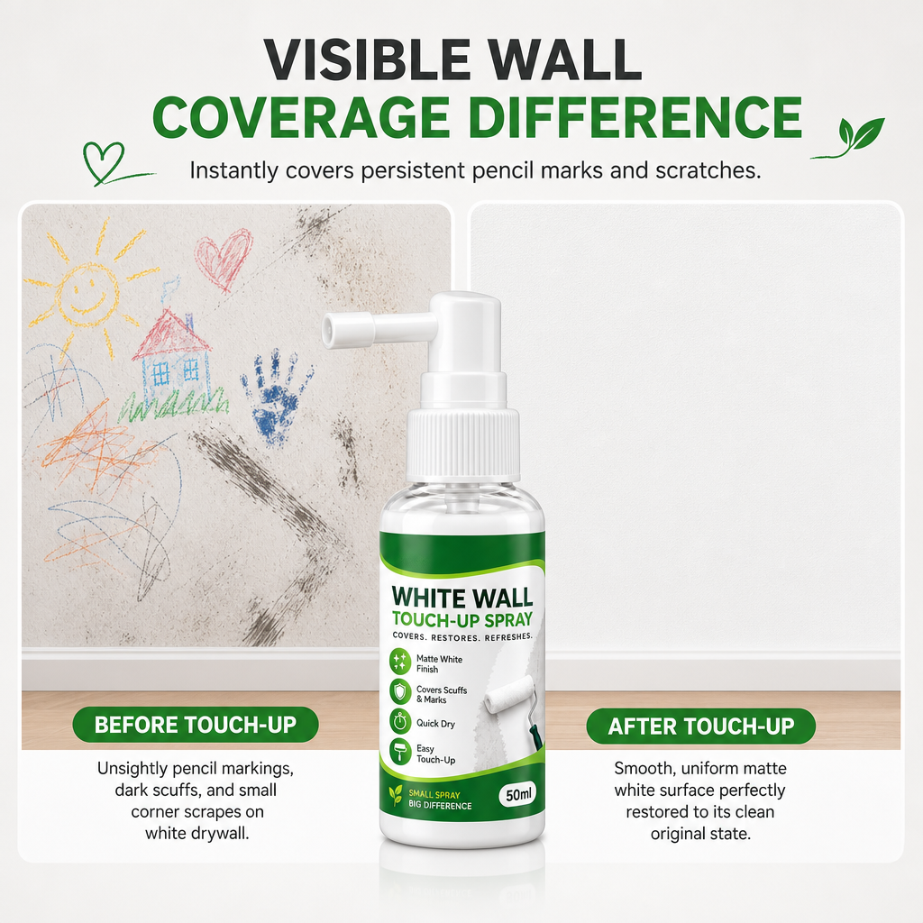 🏠 50% korting! Matwitte muurreparatiespray – dekt vlekken & slijtageplekken naadloos af. Precisiespray voor hoeken – duurzaam & langdurig! ✨🎨