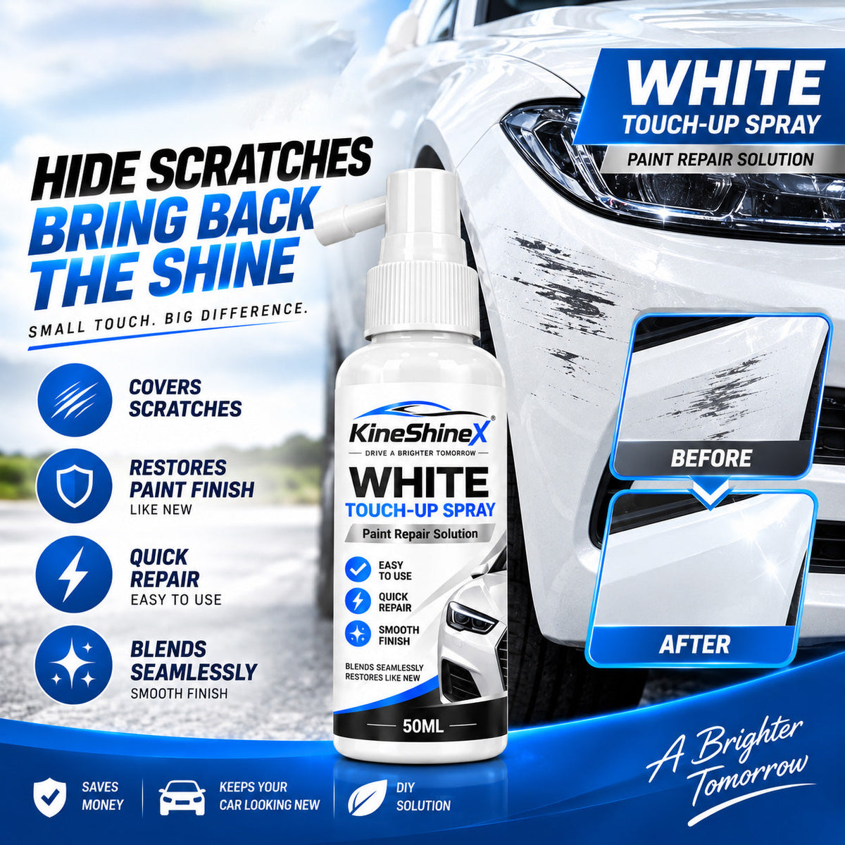 🚗 50% korting! Autokras verfspray – verbergt krassen moeiteloos, precisie-spuitmond & hoogglanzende afwerking. 3 stappen naar vlekkeloze lak! ✨🎨