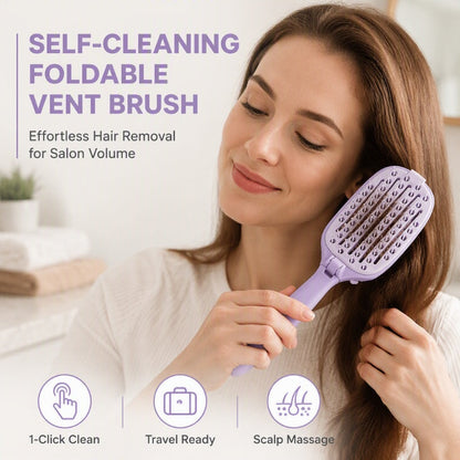 💜 50% korting! Opvouwbare zelfreinigende borstel – één druk verwijdert haar, ventilerend & flexibele nylon haren. Perfect voor thuis & reis! ✨🪮