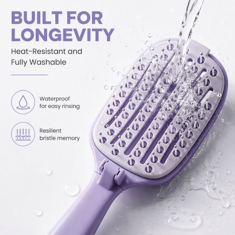 💜 50% korting! Opvouwbare zelfreinigende borstel – één druk verwijdert haar, ventilerend & flexibele nylon haren. Perfect voor thuis & reis! ✨🪮