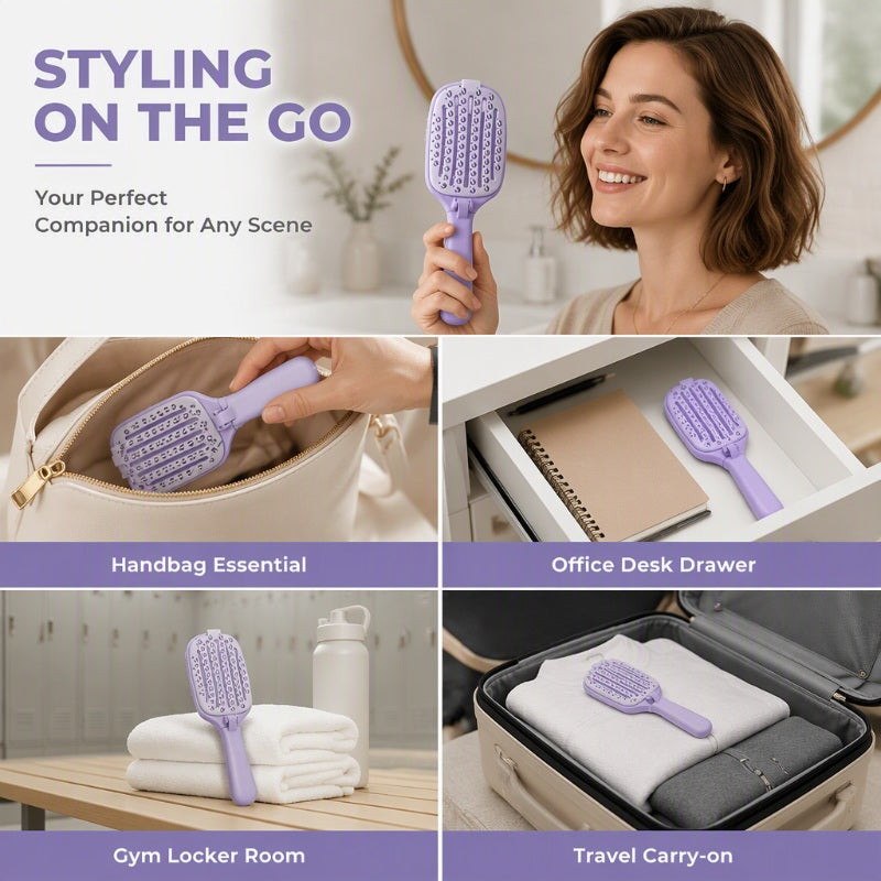 💜 50% korting! Opvouwbare zelfreinigende borstel – één druk verwijdert haar, ventilerend & flexibele nylon haren. Perfect voor thuis & reis! ✨🪮