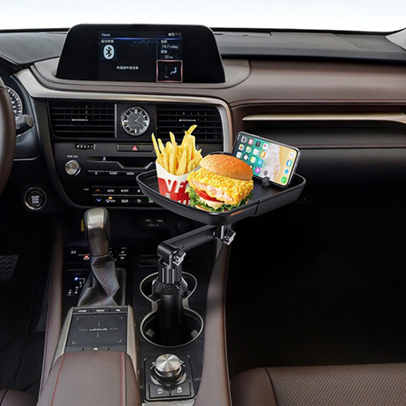 🚗 50% korting! Autoplateau voor bekerhouder – 360° draaibaar, uitschuifbaar & geïntegreerde telefoonhouder. Montage zonder gereedschap – voor maaltijden & navigatie! ✨🍔