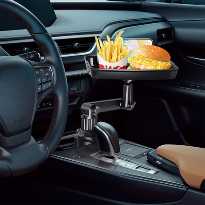 🚗 50% korting! Autoplateau voor bekerhouder – 360° draaibaar, uitschuifbaar & geïntegreerde telefoonhouder. Montage zonder gereedschap – voor maaltijden & navigatie! ✨🍔