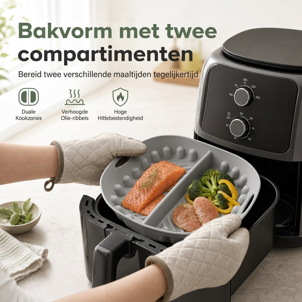 🍳 50% korting! Dubbele bakvorm – 2 aparte zones voor verschillende smaken, minder vet & knapperig resultaat. Flexibel siliconen – eenvoudig schoon te spoelen! ✨🧽