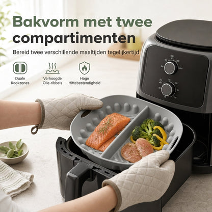 🍳 50% korting! Dubbele bakvorm – 2 aparte zones voor verschillende smaken, minder vet & knapperig resultaat. Flexibel siliconen – eenvoudig schoon te spoelen! ✨🧽