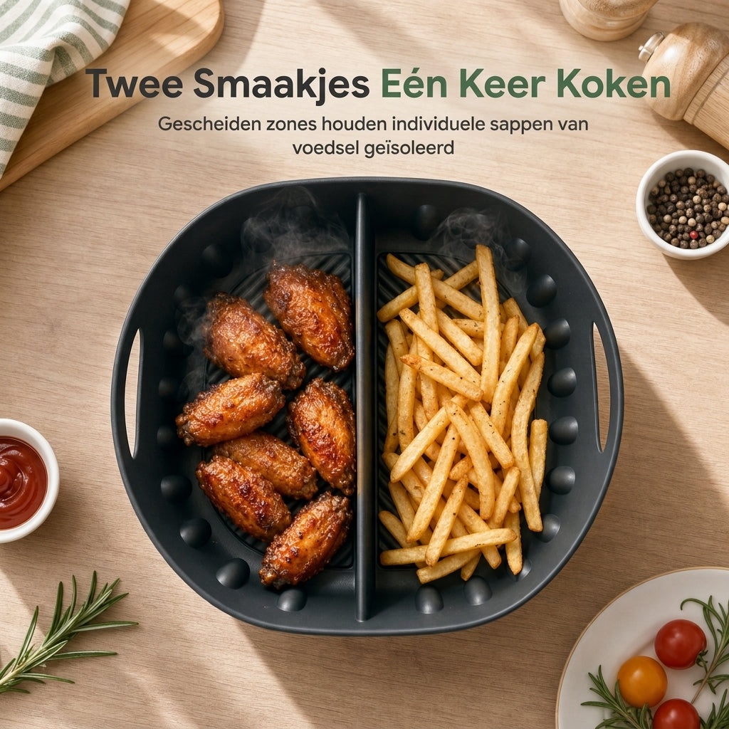 🍳 50% korting! Dubbele bakvorm – 2 aparte zones voor verschillende smaken, minder vet & knapperig resultaat. Flexibel siliconen – eenvoudig schoon te spoelen! ✨🧽