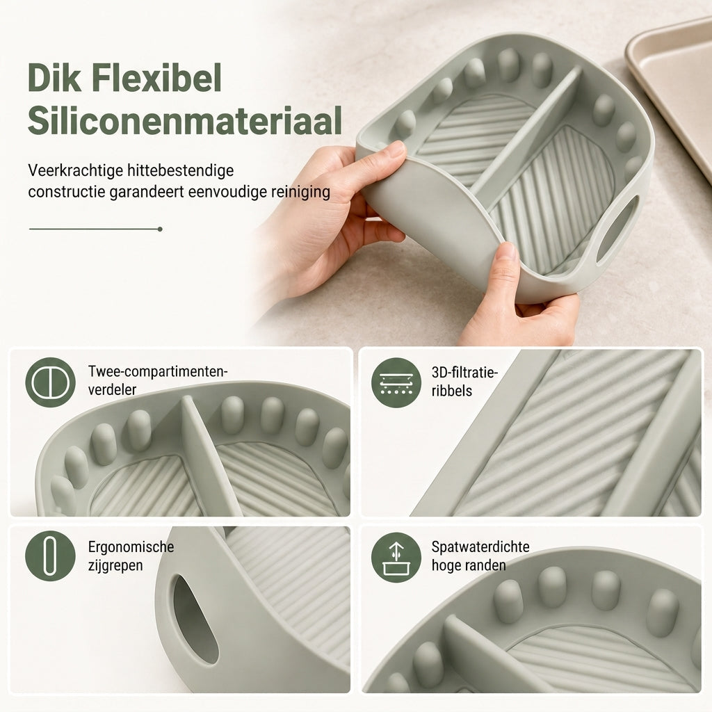 🍳 50% korting! Dubbele bakvorm – 2 aparte zones voor verschillende smaken, minder vet & knapperig resultaat. Flexibel siliconen – eenvoudig schoon te spoelen! ✨🧽