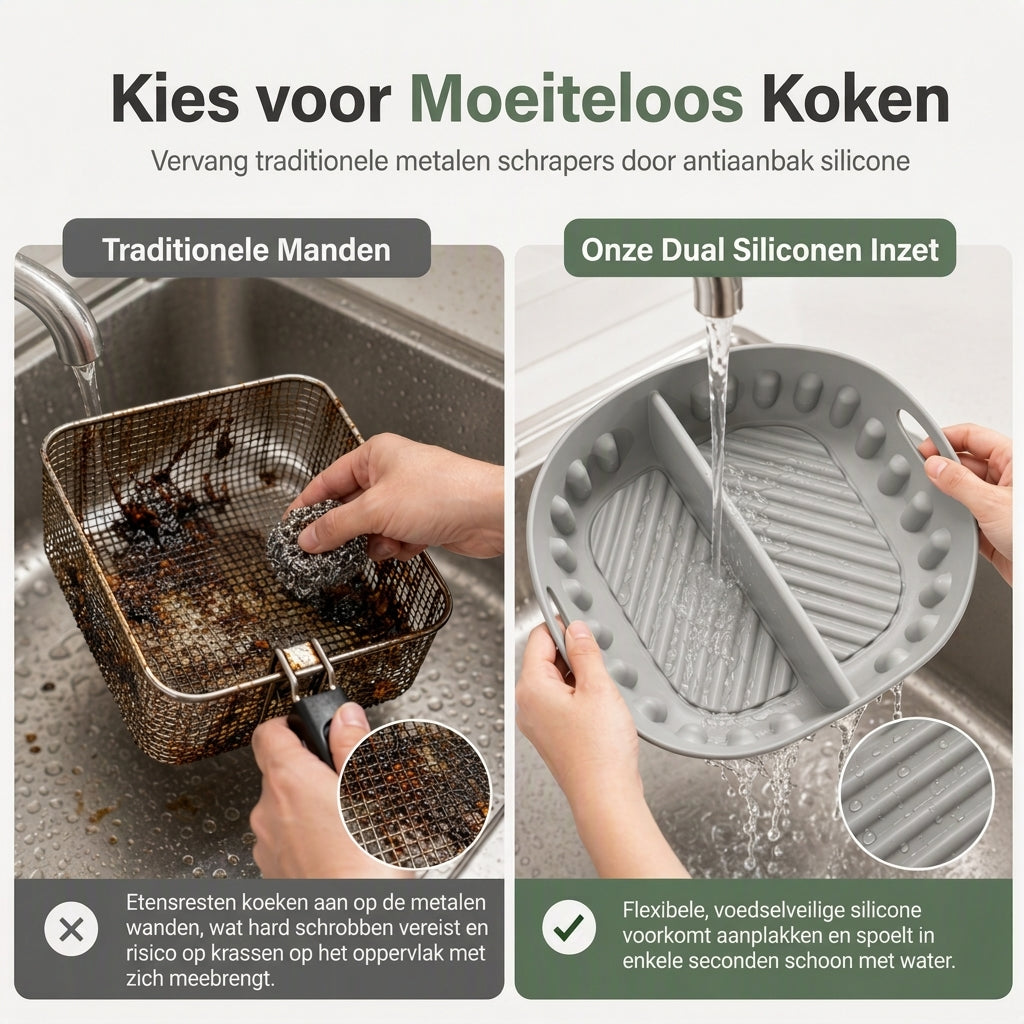 🍳 50% korting! Dubbele bakvorm – 2 aparte zones voor verschillende smaken, minder vet & knapperig resultaat. Flexibel siliconen – eenvoudig schoon te spoelen! ✨🧽