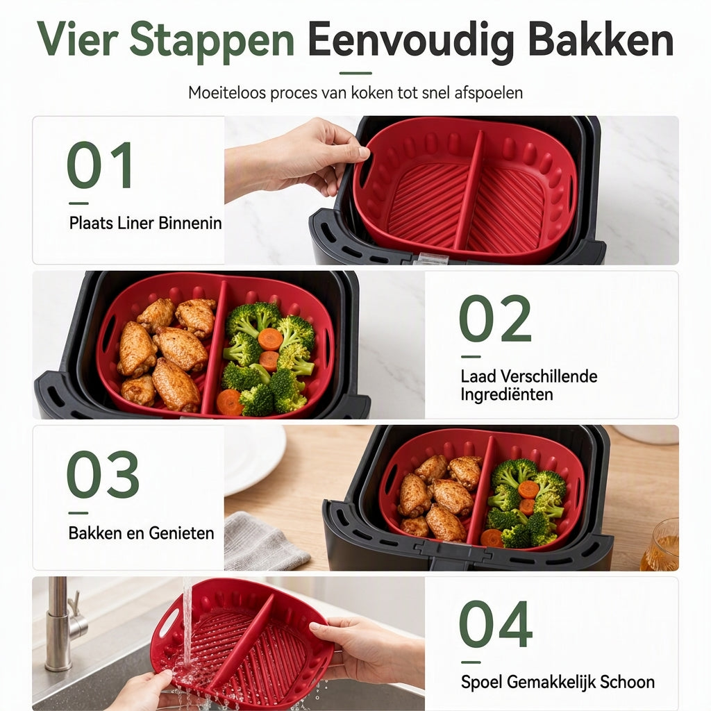 🍳 50% korting! Dubbele bakvorm – 2 aparte zones voor verschillende smaken, minder vet & knapperig resultaat. Flexibel siliconen – eenvoudig schoon te spoelen! ✨🧽