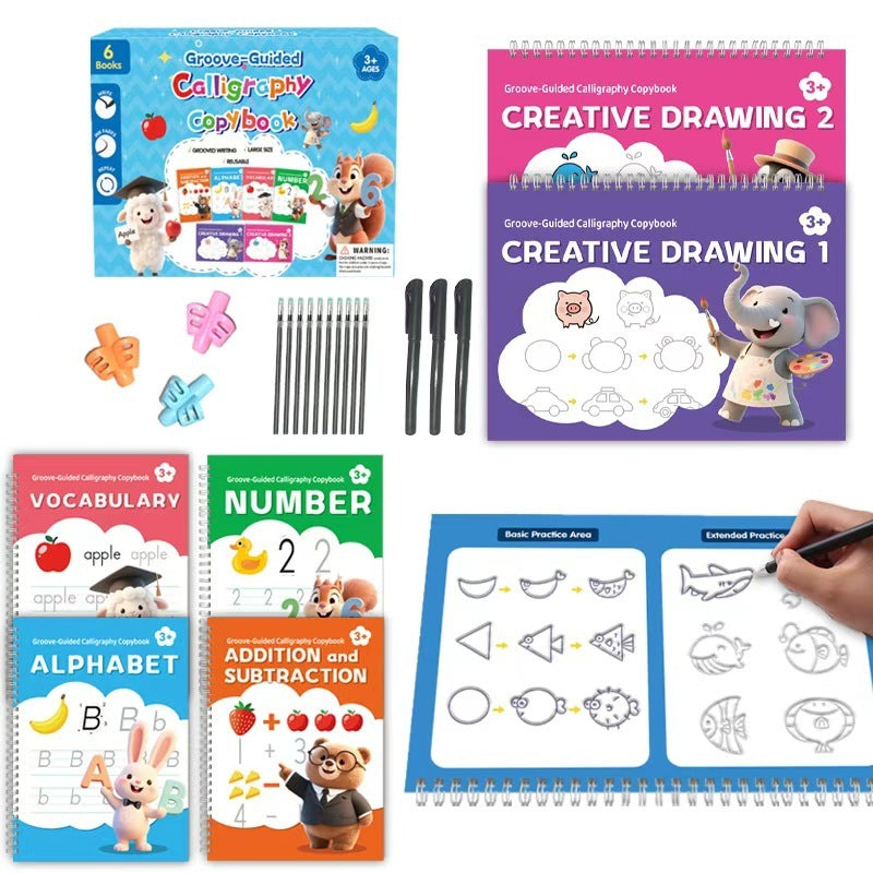 ✍️ 50% korting! Herbruikbaar gegroefd kalligrafie oefenboek – voor kinderen. Verbeter handschrift, eindeloos oefenen & milieuvriendelijk! ✨📚