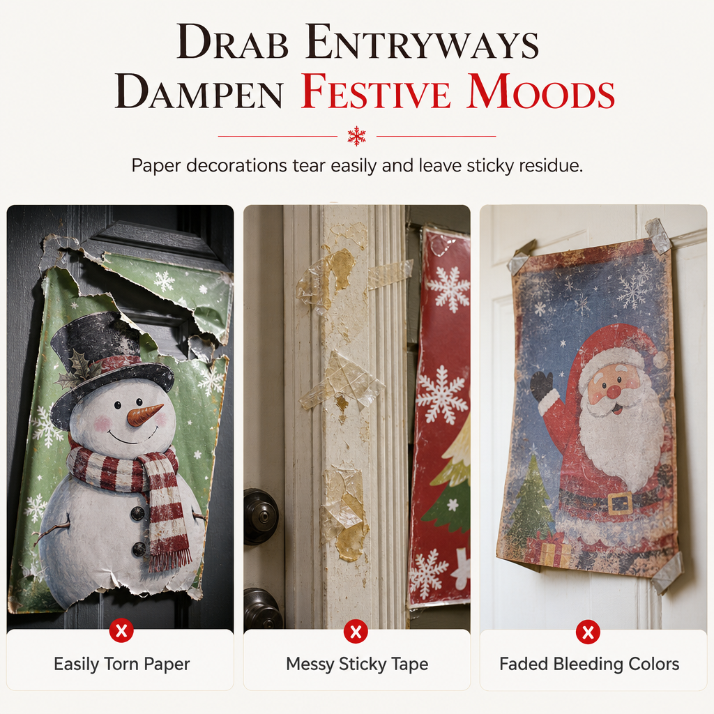 🎄 50% korting! Kerstdeurdecoratie – levendige thermische print, dik polyester & eenvoudig op te hangen. Transformeer je voordeur in feestelijke sfeer – 185×90 cm! ✨🚪