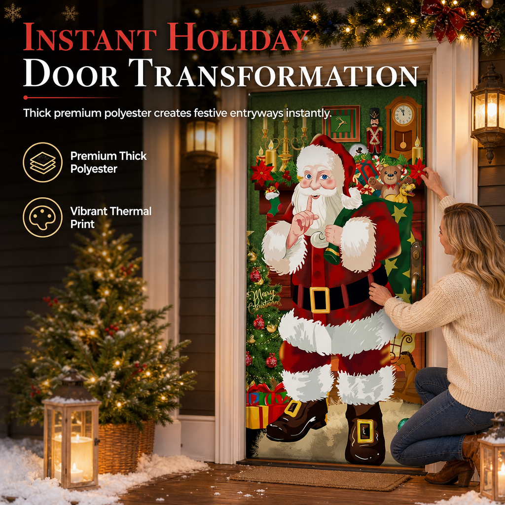 🎄 50% korting! Kerstdeurdecoratie – levendige thermische print, dik polyester & eenvoudig op te hangen. Transformeer je voordeur in feestelijke sfeer – 185×90 cm! ✨🚪