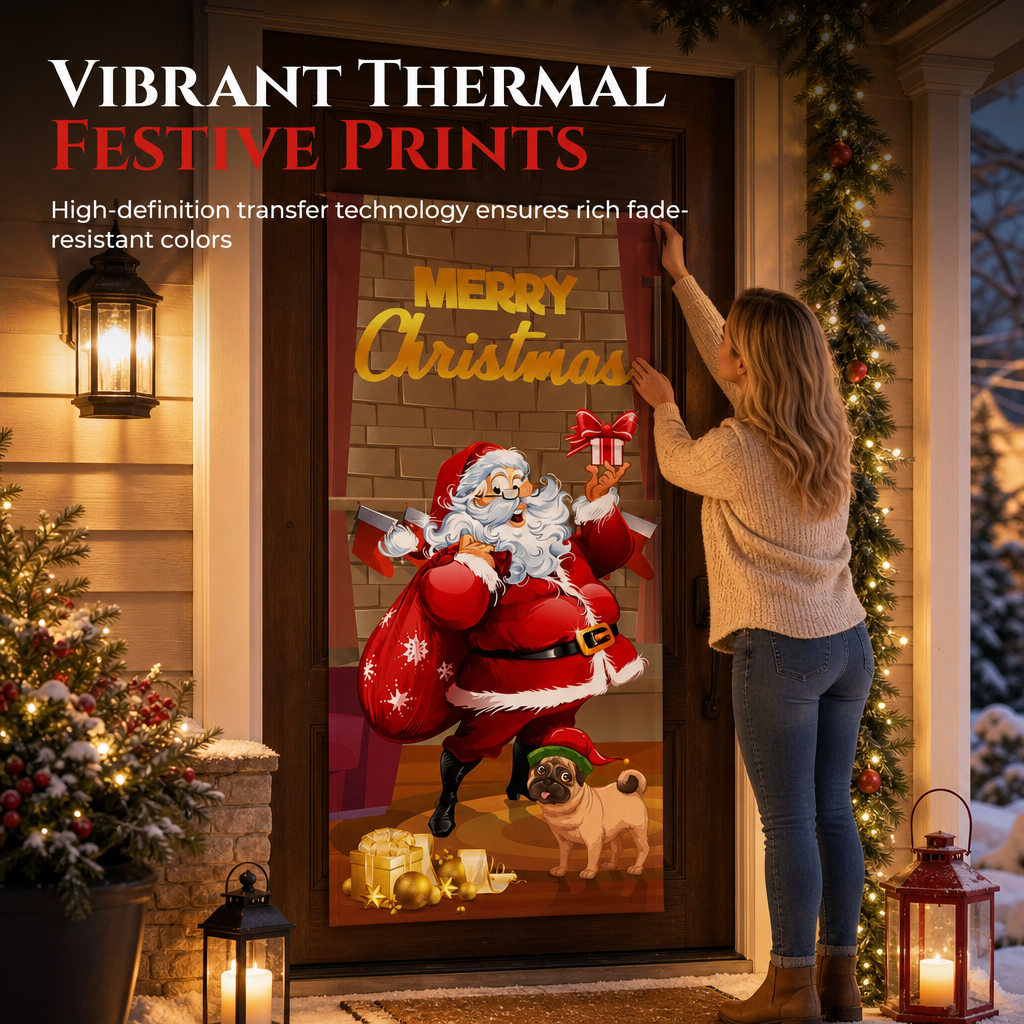 🎄 50% korting! Kerstdeurdecoratie – levendige thermische print, dik polyester & eenvoudig op te hangen. Transformeer je voordeur in feestelijke sfeer – 185×90 cm! ✨🚪