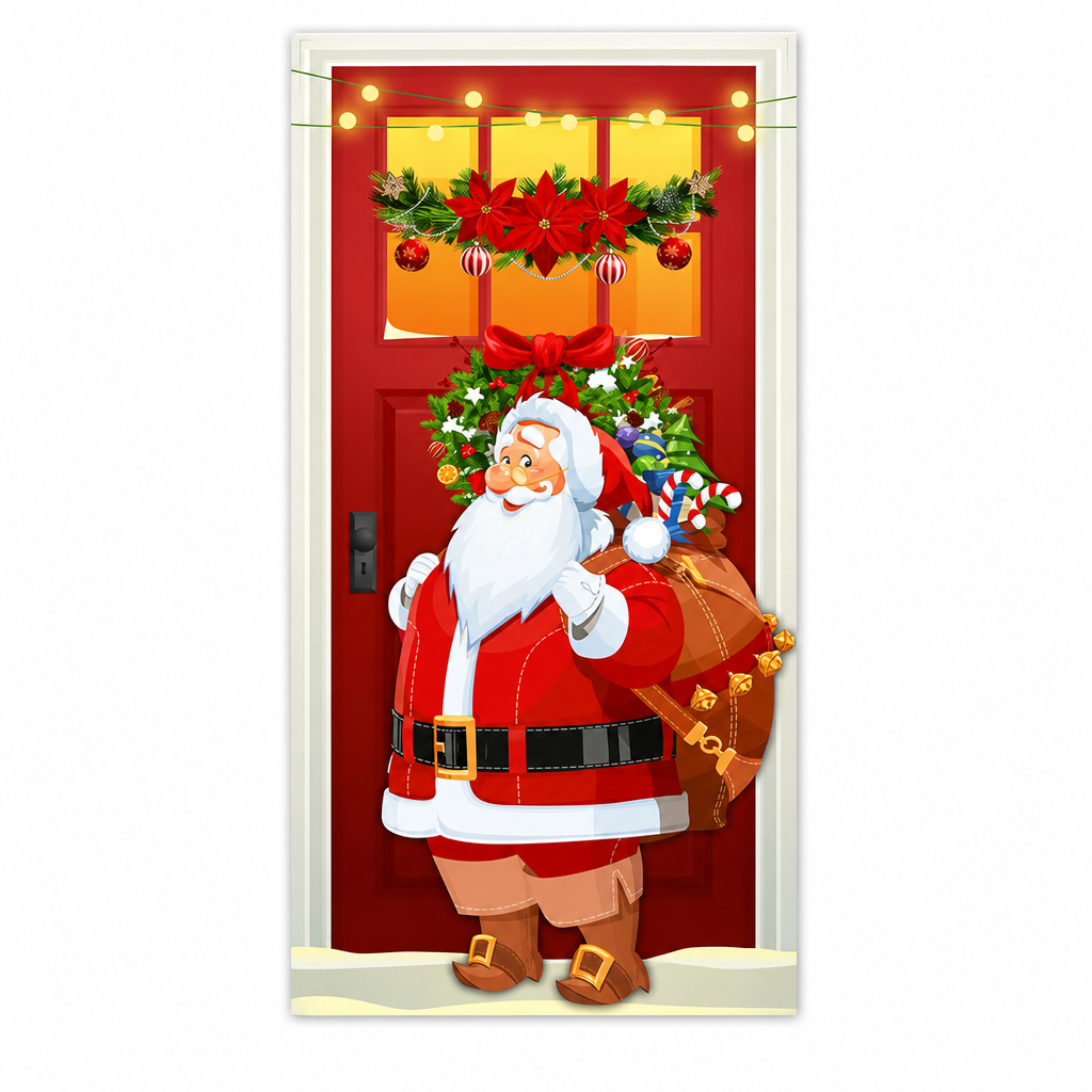 🎄 50% korting! Kerstdeurdecoratie – levendige thermische print, dik polyester & eenvoudig op te hangen. Transformeer je voordeur in feestelijke sfeer – 185×90 cm! ✨🚪