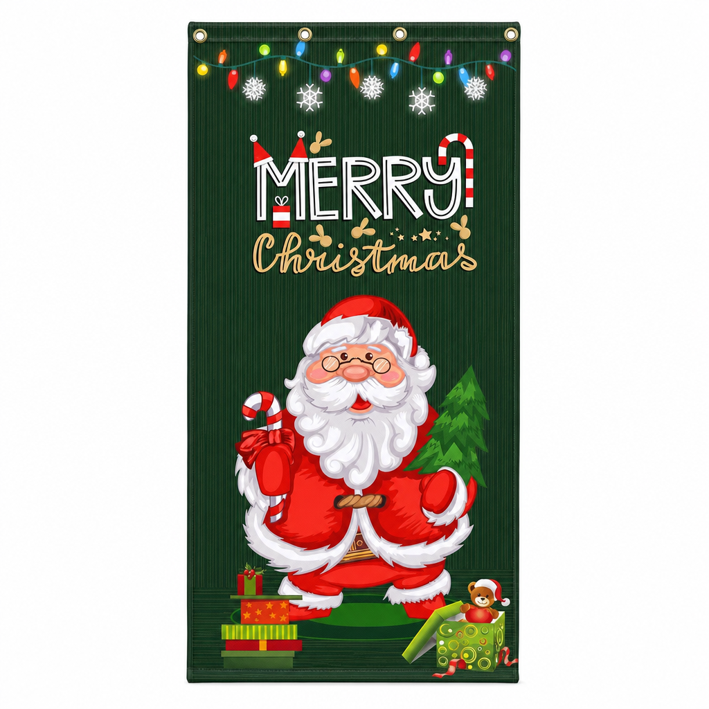 🎄 50% korting! Kerstdeurdecoratie – levendige thermische print, dik polyester & eenvoudig op te hangen. Transformeer je voordeur in feestelijke sfeer – 185×90 cm! ✨🚪