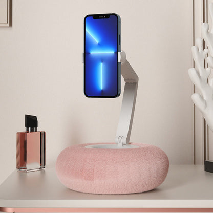 🧸 50% korting! Pluche telefoonhouder – zachte afneembare kussenbasis, 360° verstelbaar & stretchbare klem. Perfect voor bed & bank! ✨📱