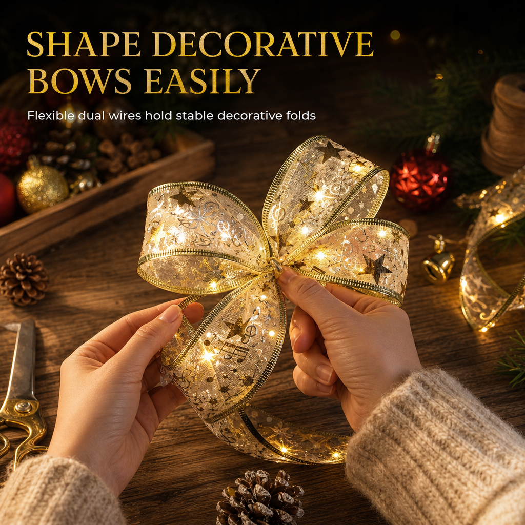 🎄 50% korting! Buigbare kerstverlichting – gouden gaas, warme LED-gloed & vormbaar tot strikken. Perfect voor kerstboom & tafel! ✨🎀