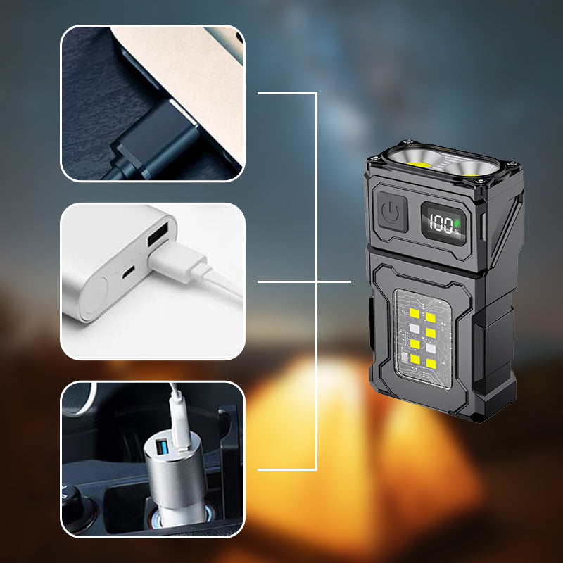 🔦 50% korting! Multifunctionele LED-zaklamp – 180° draaibare kop, magnetische basis & Type-C snelladen. Met rode/blauwe waarschuwingslichten! ✨💪