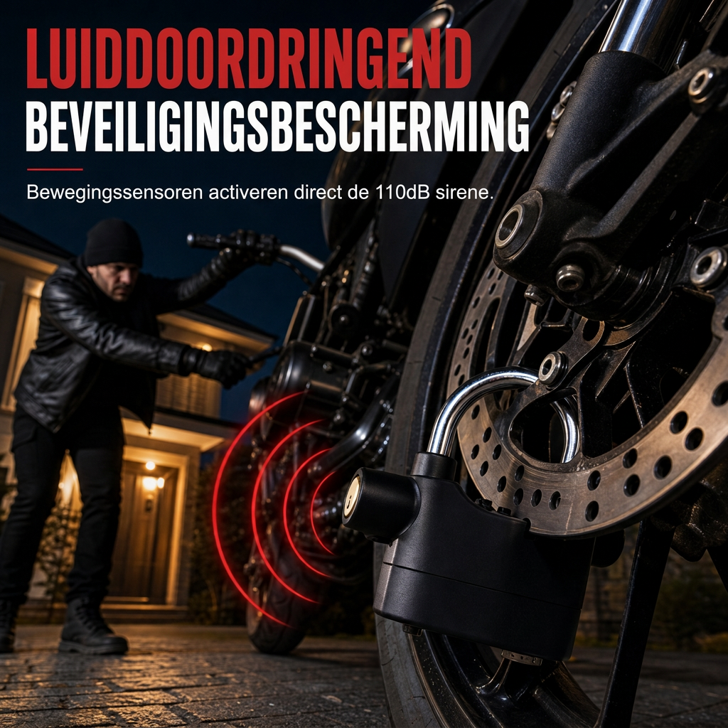 70mm Anti-diefstal alarmslot van aluminiumlegering Beveiligingsdeurslot voor magazijn, motor en fiets inclusief batterijen