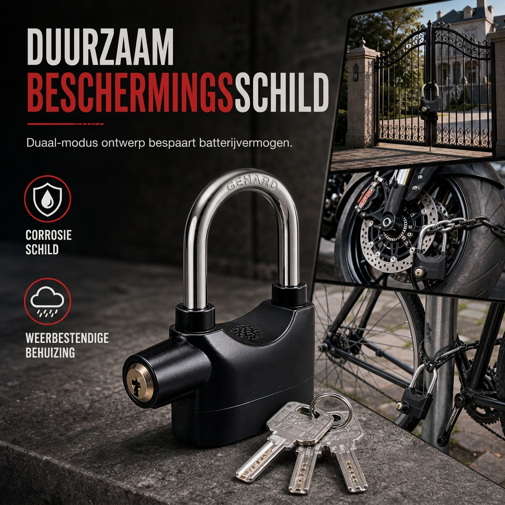 70mm Anti-diefstal alarmslot van aluminiumlegering Beveiligingsdeurslot voor magazijn, motor en fiets inclusief batterijen