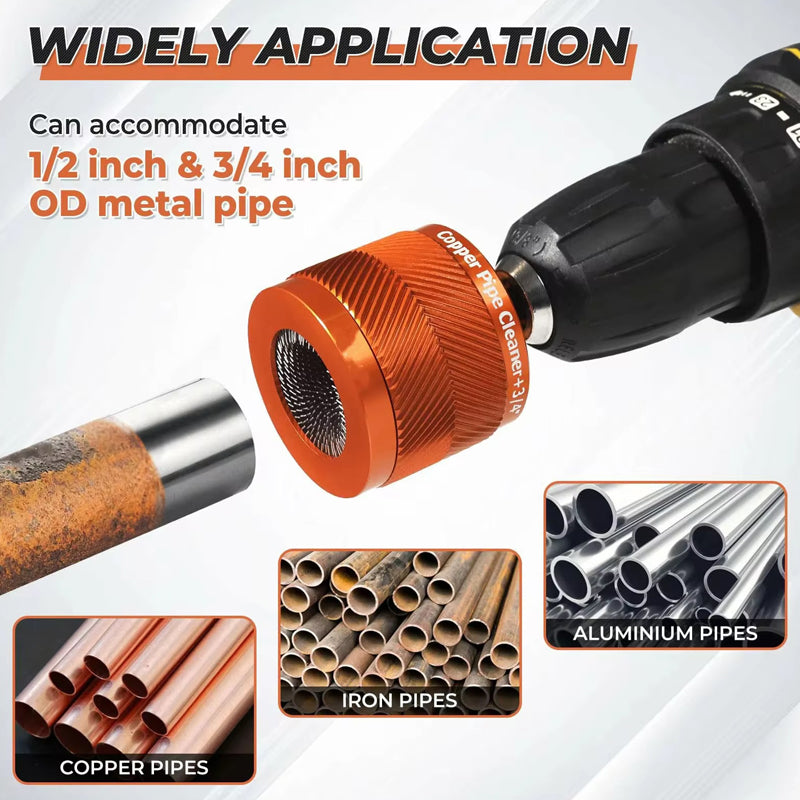 ✨Power Drill Copper Pipe Polishing Brush for Rust & Oxidation Removal