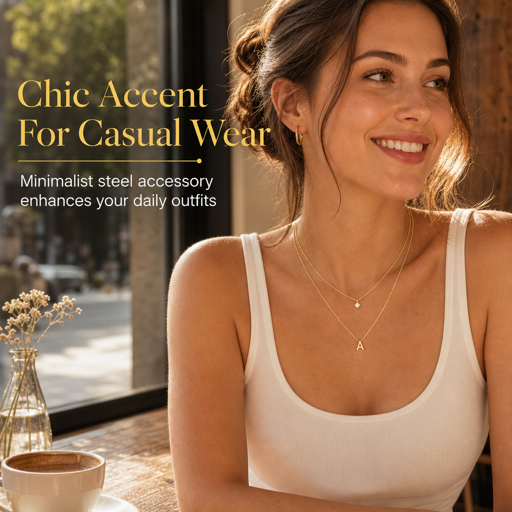 Double Layer A-Z Initial Minimalist Shiny Rhinestone Clavicle Chain
