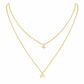 Double Layer A-Z Initial Minimalist Shiny Rhinestone Clavicle Chain