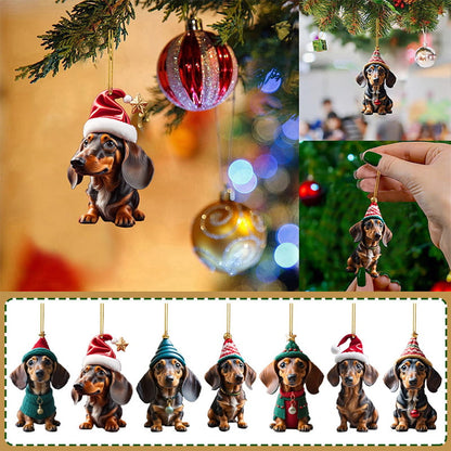 🎄 50% korting! Kerst hondenornamenten – 7-delige set, acryl met dubbelzijdige print, lichtgewicht & duurzaam. Perfect voor kerstboom, rugzak & auto! ✨🐕