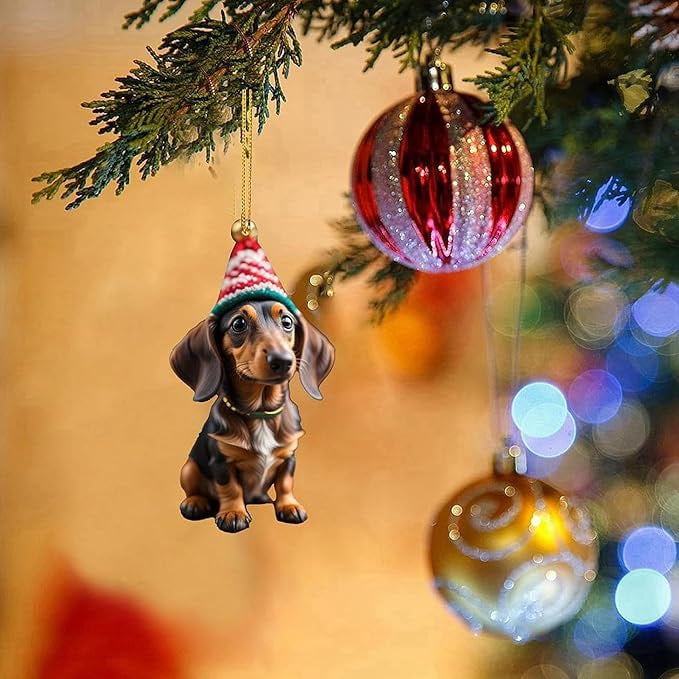 🎄 50% korting! Kerst hondenornamenten – 7-delige set, acryl met dubbelzijdige print, lichtgewicht & duurzaam. Perfect voor kerstboom, rugzak & auto! ✨🐕