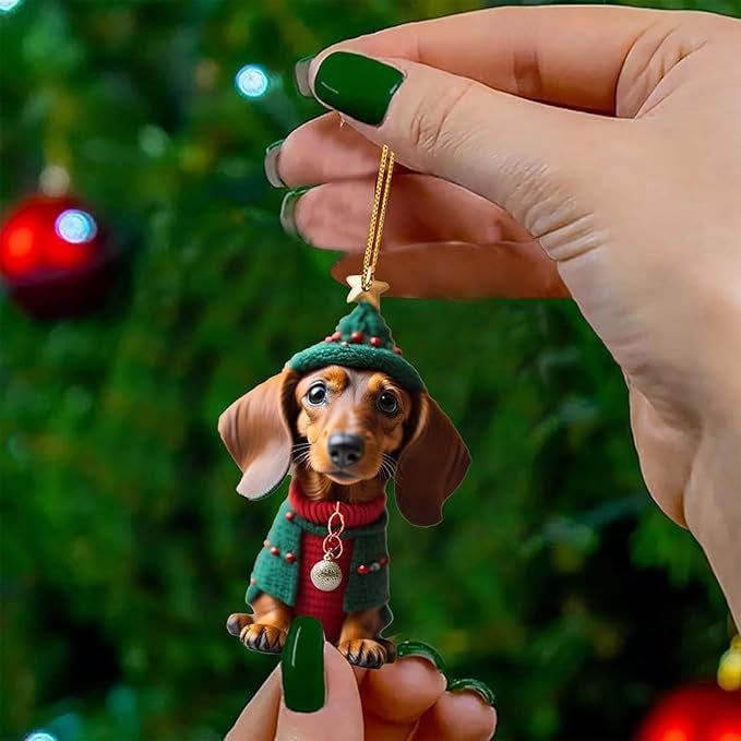🎄 50% korting! Kerst hondenornamenten – 7-delige set, acryl met dubbelzijdige print, lichtgewicht & duurzaam. Perfect voor kerstboom, rugzak & auto! ✨🐕