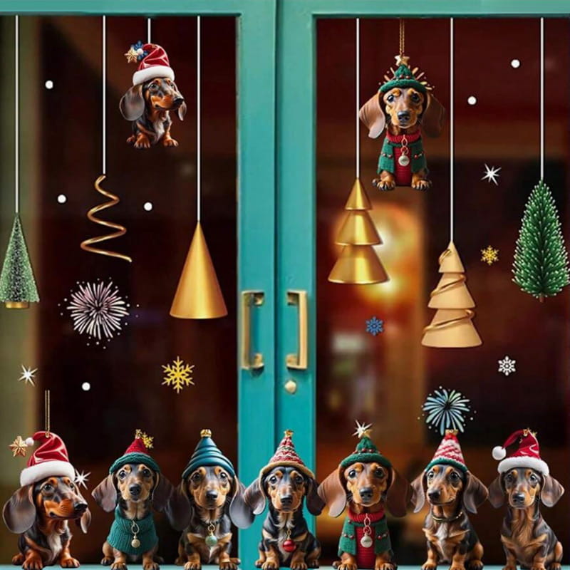 🎄 50% korting! Kerst hondenornamenten – 7-delige set, acryl met dubbelzijdige print, lichtgewicht & duurzaam. Perfect voor kerstboom, rugzak & auto! ✨🐕