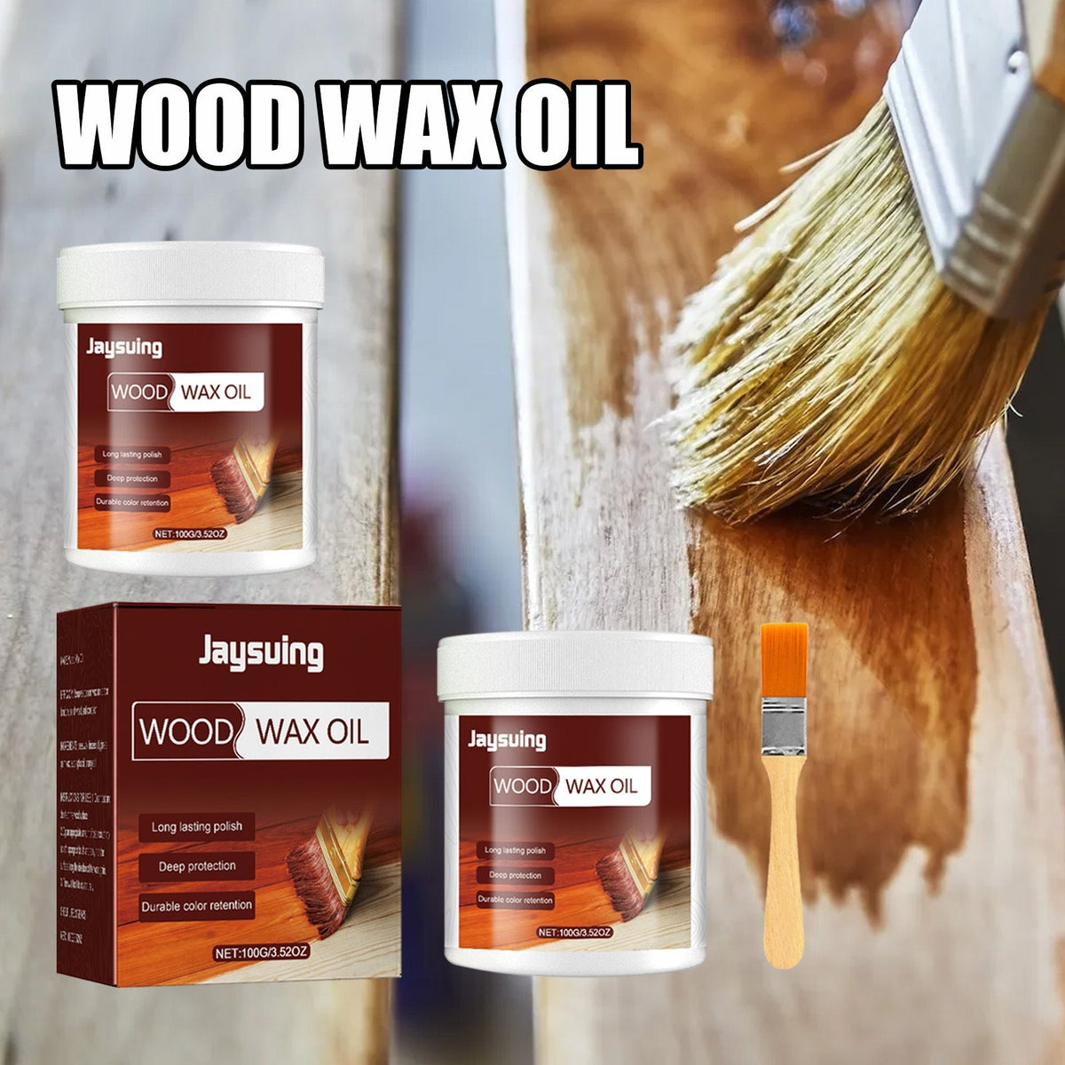 🪵 50% korting! Houtonderhoudspasta – bijenwas, lijnzaadolie & carnaubawas. Reinigt, verzorgt & herstelt glans. Inclusief borstel – 100 g! ✨🪑