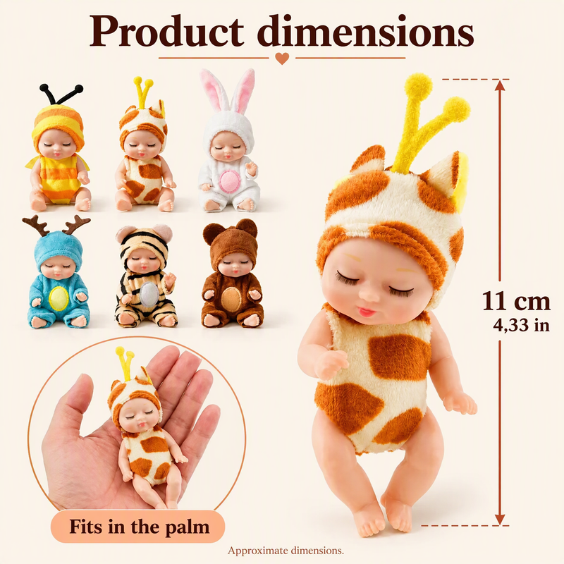 🧸 50% korting! Mini reborn baby doll – realistisch slapend gezichtje, cadeauklare verpakking & compact formaat. 6 dierenstijlen – perfect voor verzamelaars & cadeau! ✨🎁