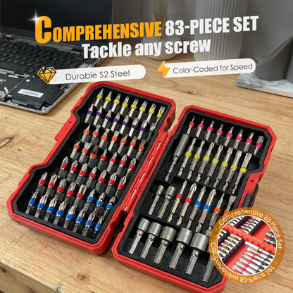 🪛 50% korting! Complete schroevendraaierbitset – 83 onderdelen, S2-staal & kleurcodering. Inclusief opbergkoffer – voor elke montage & reparatie! ✨🔧
